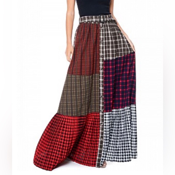 TOV Holy Los Angeles Plaid Patchwork Maxi Skirt Large - Picture 8 of 8